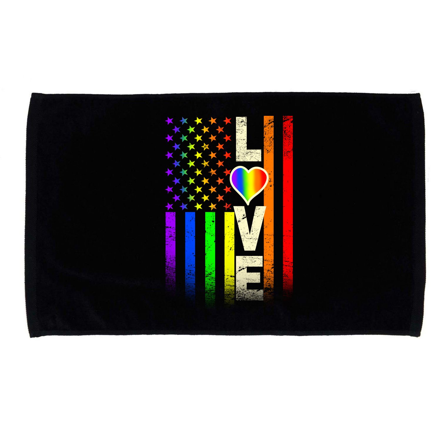American Love Gay Pride Rainbow Flag Microfiber Hand Towel
