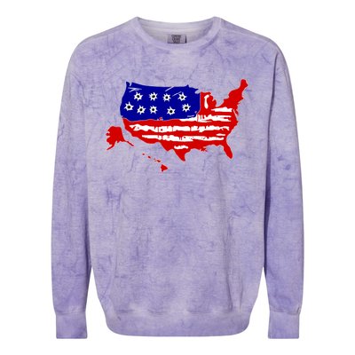 American Map With Bullet Holes 2nd Amendment Colorblast Crewneck Sweatshirt