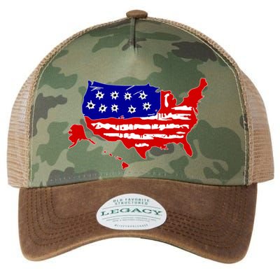 American Map With Bullet Holes 2nd Amendment Legacy Tie Dye Trucker Hat