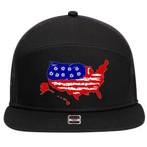 American Map With Bullet Holes 2nd Amendment 7 Panel Mesh Trucker Snapback Hat