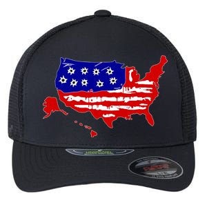 American Map With Bullet Holes 2nd Amendment Flexfit Unipanel Trucker Cap