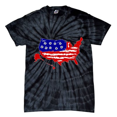 American Map With Bullet Holes 2nd Amendment Tie-Dye T-Shirt