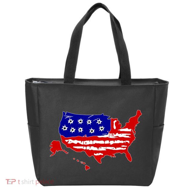 American Map With Bullet Holes 2nd Amendment Zip Tote Bag