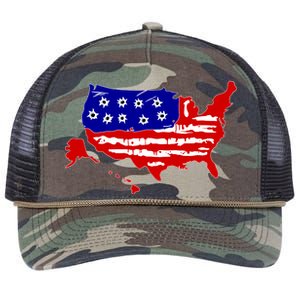 American Map With Bullet Holes 2nd Amendment Retro Rope Trucker Hat Cap