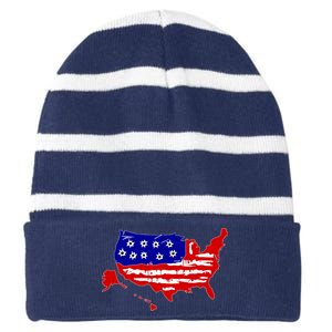 American Map With Bullet Holes 2nd Amendment Striped Beanie with Solid Band