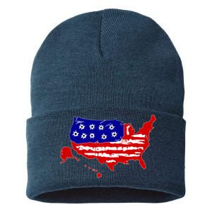 American Map With Bullet Holes 2nd Amendment Sustainable Knit Beanie