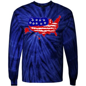 American Map With Bullet Holes 2nd Amendment Tie-Dye Long Sleeve Shirt