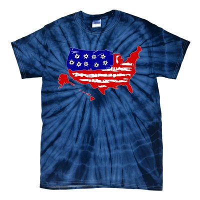 American Map With Bullet Holes 2nd Amendment Tie-Dye T-Shirt