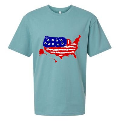 American Map With Bullet Holes 2nd Amendment Sueded Cloud Jersey T-Shirt