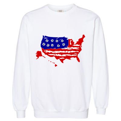 American Map With Bullet Holes 2nd Amendment Garment-Dyed Sweatshirt