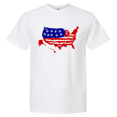 American Map With Bullet Holes 2nd Amendment Garment-Dyed Heavyweight T-Shirt