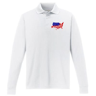 American Map With Bullet Holes 2nd Amendment Performance Long Sleeve Polo