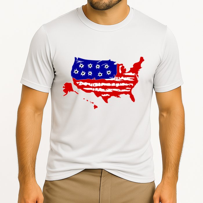 American Map With Bullet Holes 2nd Amendment Performance Shirt