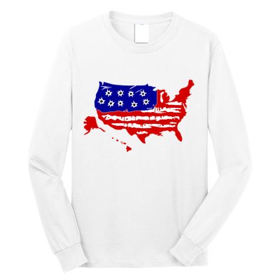 American Map With Bullet Holes 2nd Amendment Long Sleeve Shirt