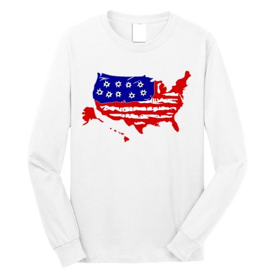 American Map With Bullet Holes 2nd Amendment Long Sleeve Shirt