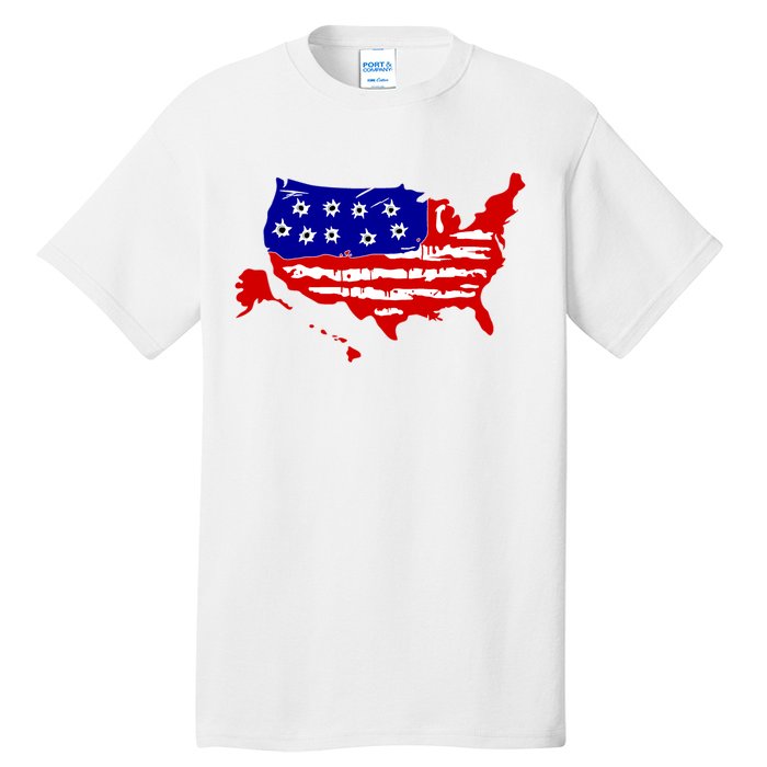 American Map With Bullet Holes 2nd Amendment Tall T-Shirt