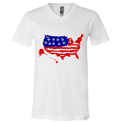 American Map With Bullet Holes 2nd Amendment V-Neck T-Shirt