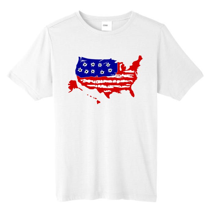 American Map With Bullet Holes 2nd Amendment Tall Fusion ChromaSoft Performance T-Shirt