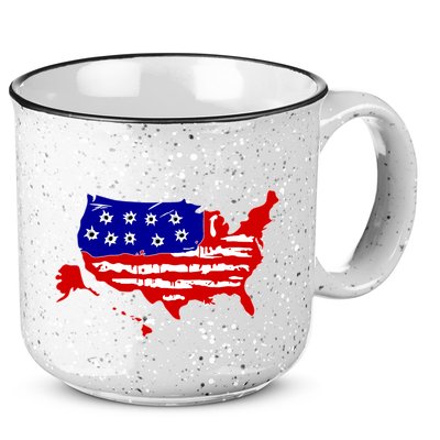 American Map With Bullet Holes 2nd Amendment 15oz Campfire Ceramic Mug