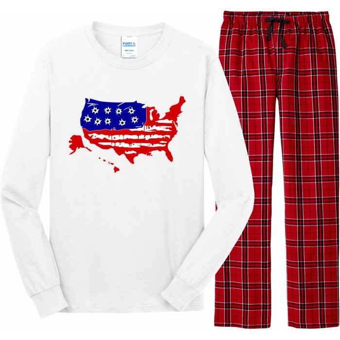 American Map With Bullet Holes 2nd Amendment Long Sleeve Pajama Set