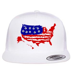 American Map With Bullet Holes 2nd Amendment Flat Bill Trucker Hat