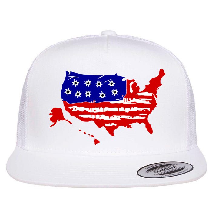 American Map With Bullet Holes 2nd Amendment Flat Bill Trucker Hat