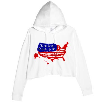 American Map With Bullet Holes 2nd Amendment Crop Fleece Hoodie