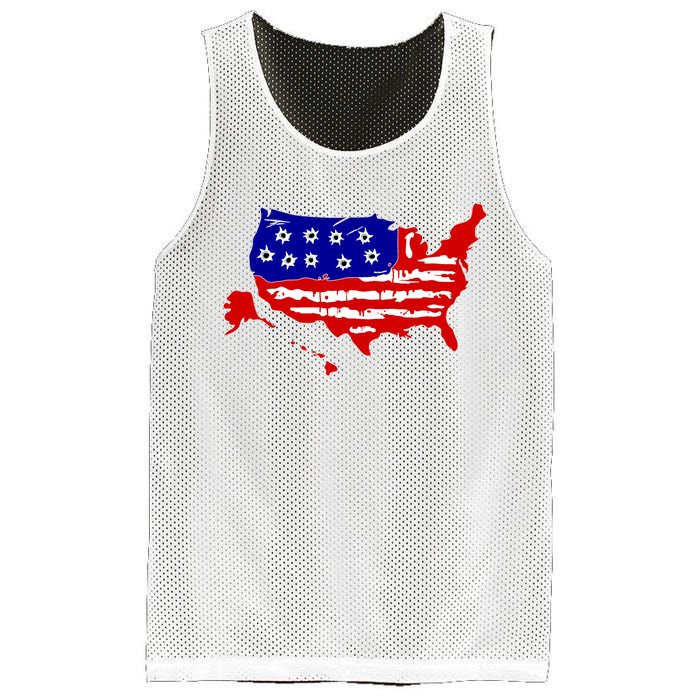 American Map With Bullet Holes 2nd Amendment Mesh Reversible Basketball Jersey Tank