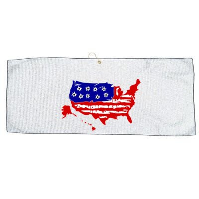 American Map With Bullet Holes 2nd Amendment Large Microfiber Waffle Golf Towel
