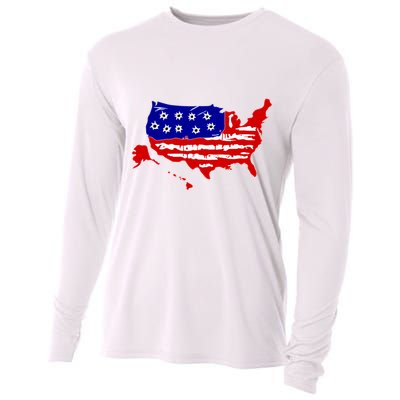 American Map With Bullet Holes 2nd Amendment Cooling Performance Long Sleeve Crew
