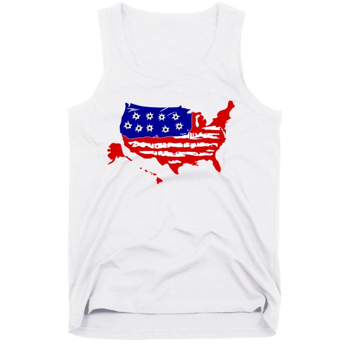 American Map With Bullet Holes 2nd Amendment Tank Top