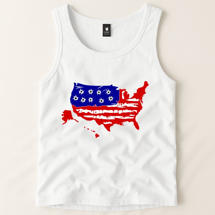 American Map With Bullet Holes 2nd Amendment Tank Top