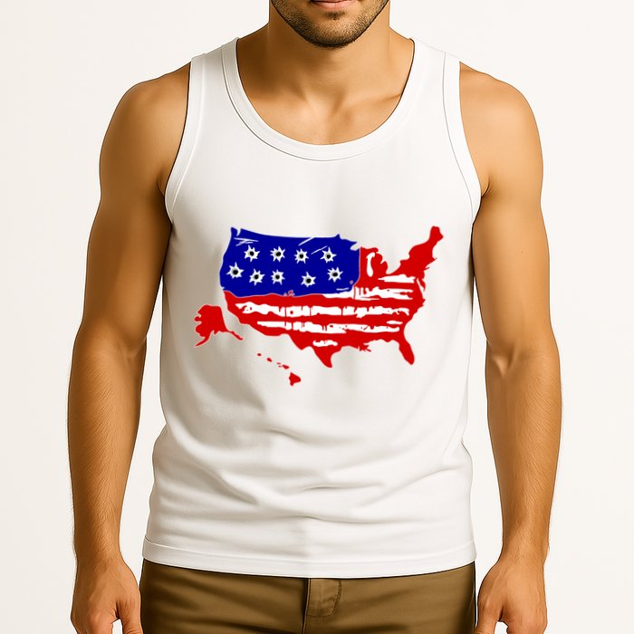 American Map With Bullet Holes 2nd Amendment Tank Top