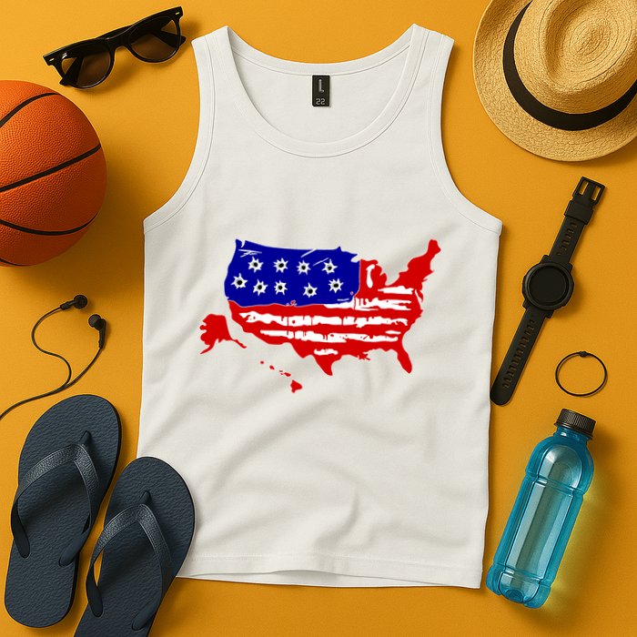 American Map With Bullet Holes 2nd Amendment Tank Top