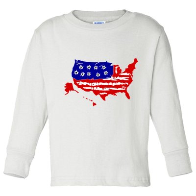 American Map With Bullet Holes 2nd Amendment Toddler Long Sleeve Shirt