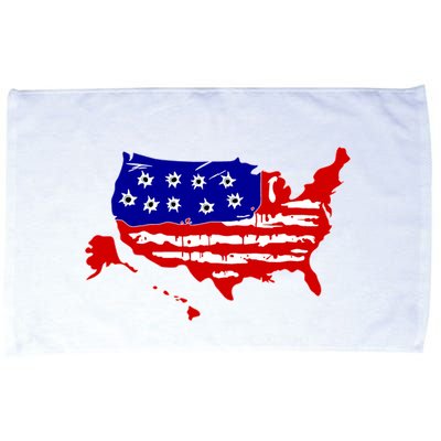 American Map With Bullet Holes 2nd Amendment Microfiber Hand Towel