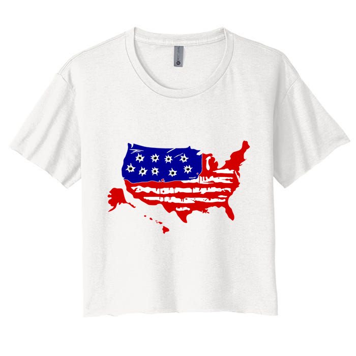 American Map With Bullet Holes 2nd Amendment Crop Top