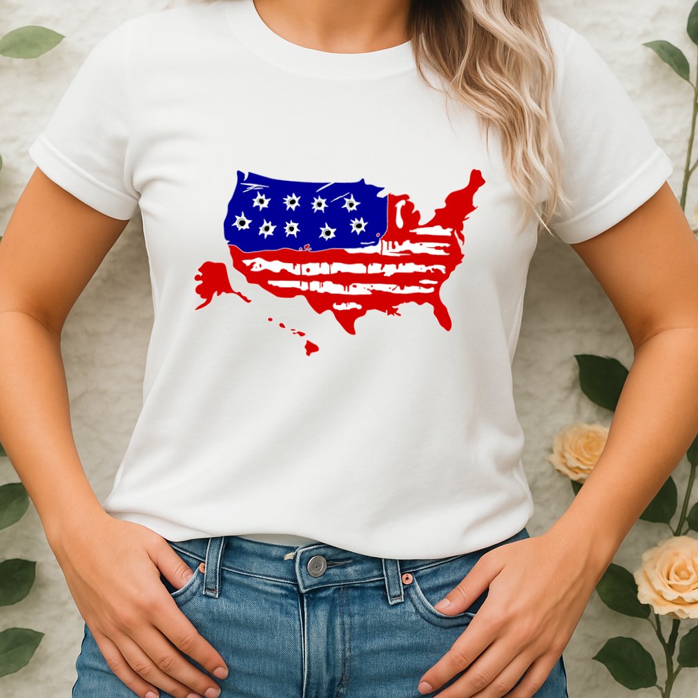 American Map With Bullet Holes 2nd Amendment Womens T-Shirt