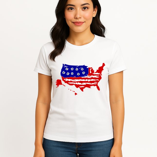 American Map With Bullet Holes 2nd Amendment Womens T-Shirt