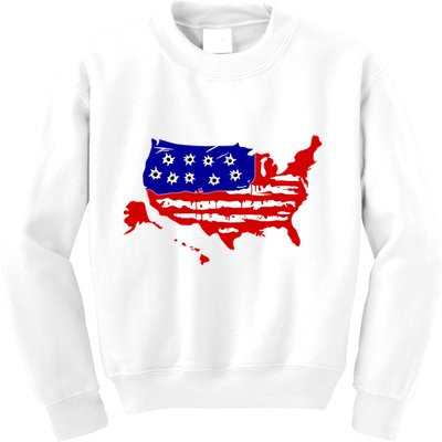 American Map With Bullet Holes 2nd Amendment Kids Sweatshirt