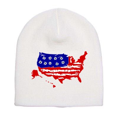 American Map With Bullet Holes 2nd Amendment Short Acrylic Beanie