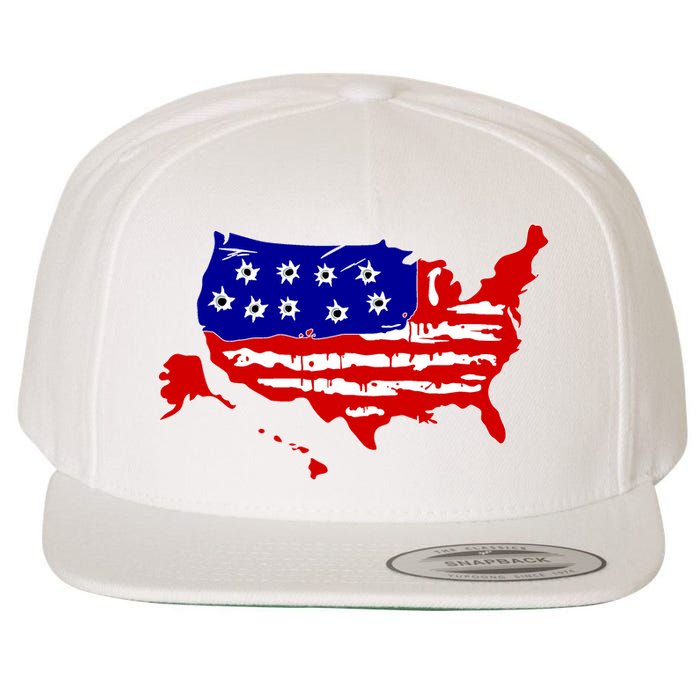 American Map With Bullet Holes 2nd Amendment Wool Snapback Cap