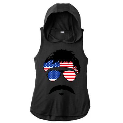 American Minshew Mustache Duval  Ladies PosiCharge Tri-Blend Wicking Draft Hoodie Tank