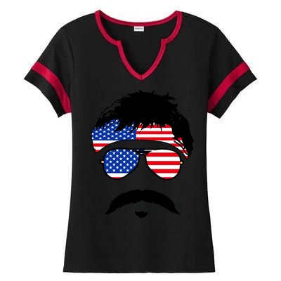 American Minshew Mustache Duval  Ladies Halftime Notch Neck Tee