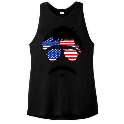 American Minshew Mustache Duval  Ladies PosiCharge Tri-Blend Wicking Tank