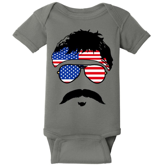 American Minshew Mustache Duval  Baby Bodysuit