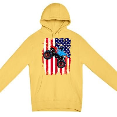 American Monster Truck Flag Premium Pullover Hoodie