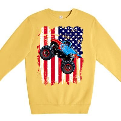 American Monster Truck Flag Premium Crewneck Sweatshirt