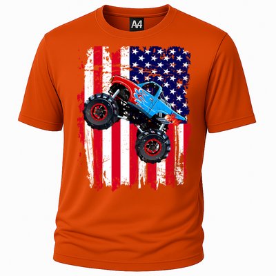 American Monster Truck Flag Cooling Performance Crew T-Shirt