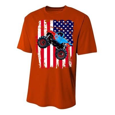 American Monster Truck Flag Performance Sprint T-Shirt